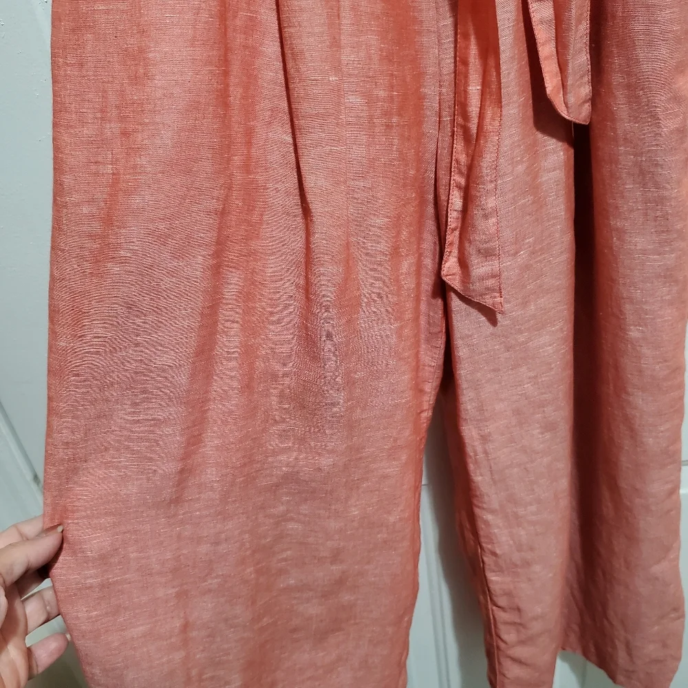 Banana Republic Linen Blend Sleeveless Cropped Wide Leg Jumpsuit Size 0
